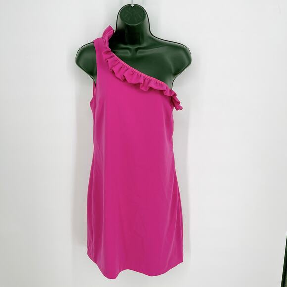 Camilyn Beth Womens Sz 4 The Silvie Fuchsia One Shoulder Ruffle Lined - Picture 1 of 7